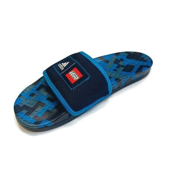 Adidas x LEGO Adilette Comfort Sandal Beach Slides Mens 8 Womens 9 GW0823 Blue - Picture 4 of 9